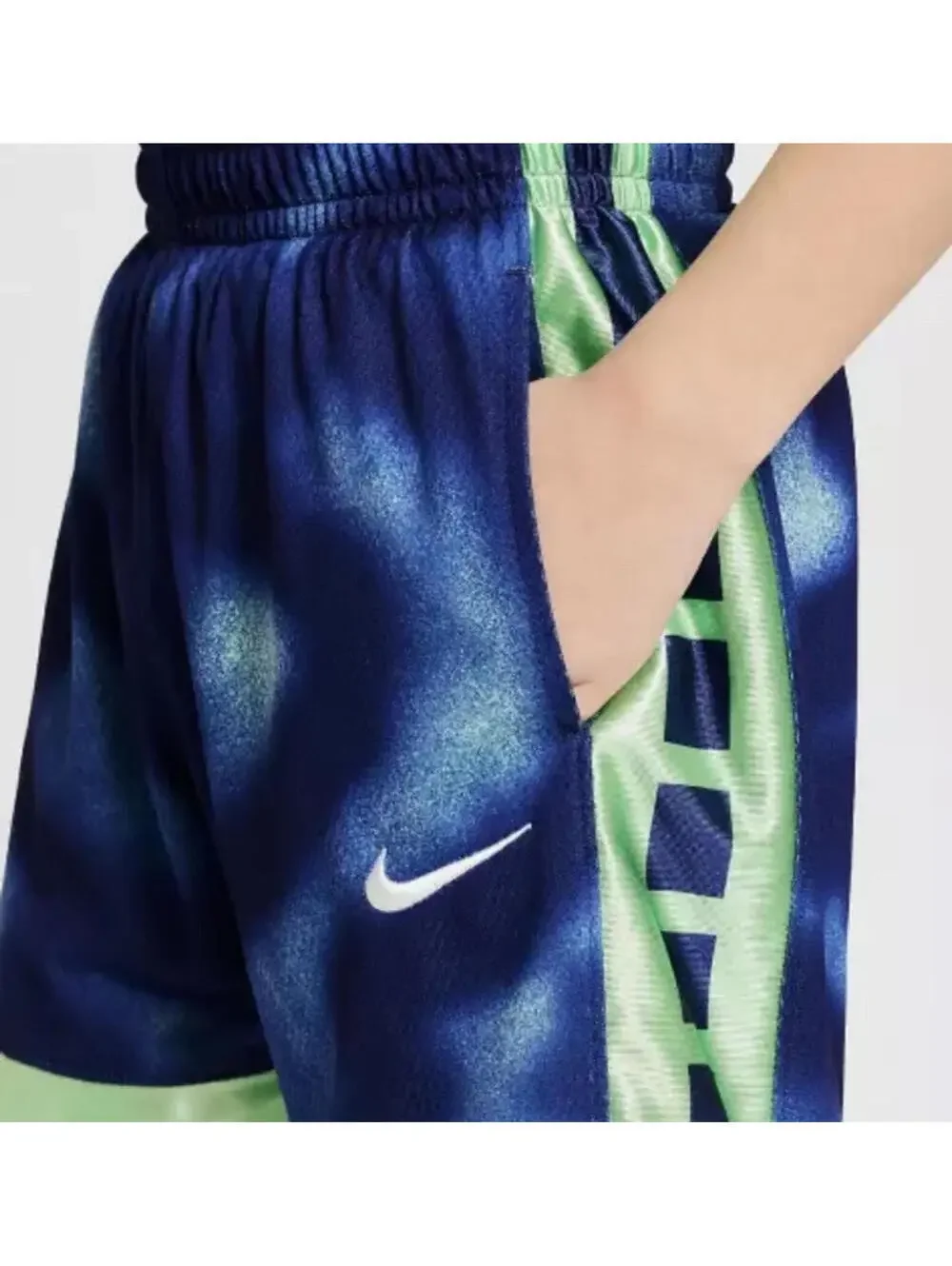 $40 Nike FN8326 Big Kids Boys Dri-FIT Elite 23 Basketball Shorts Blue/Green XL